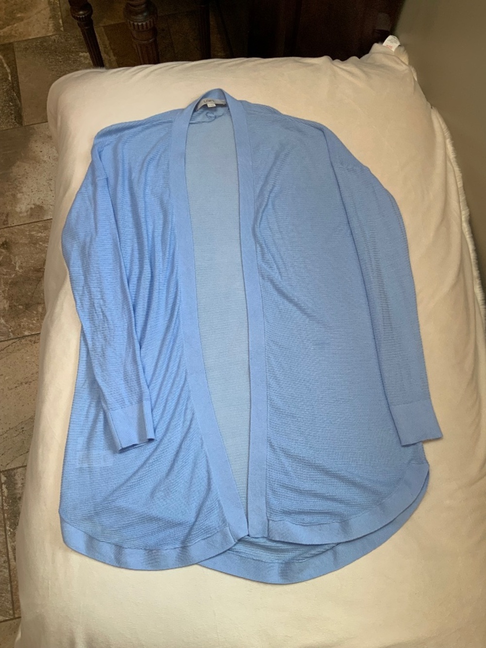 Loft Blue S fine gauge lightweight open cardigan Cottagecore Classic Coquette